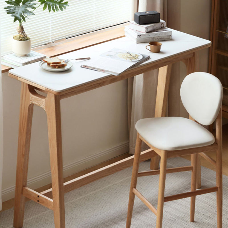 Mesa de comedor contemporánea con caballete, mesa de taburete de bar de madera maciza