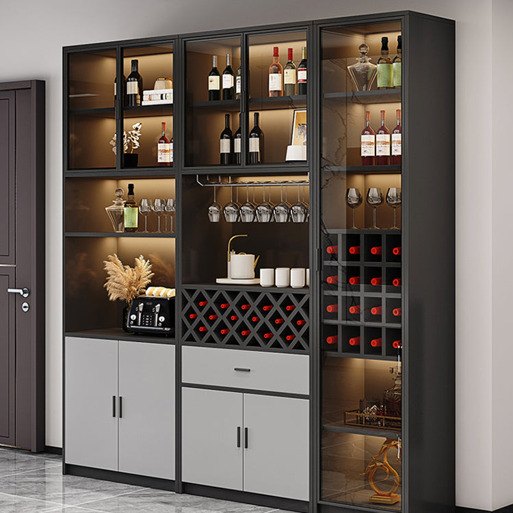 Moderne vloer wijnrek glazen deur wijnflessen rek voor woonkamer, zonder lichten