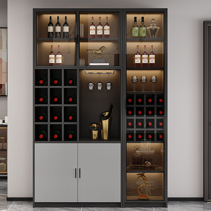 Moderne vloer wijnrek glazen deur wijnflessen rek voor woonkamer, zonder lichten