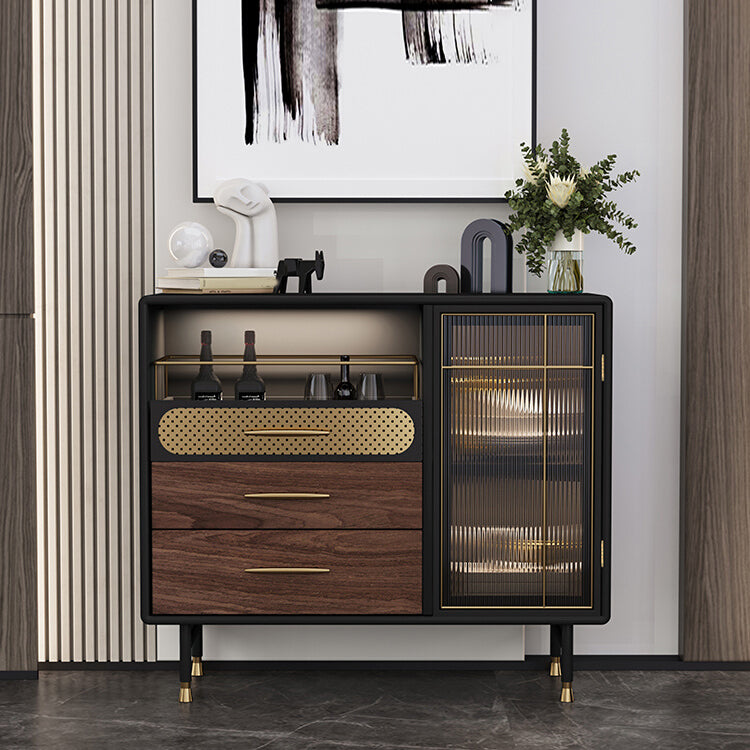 Mesa de buffet contemporánea Buffet de madera de imitación con iluminación para la cocina