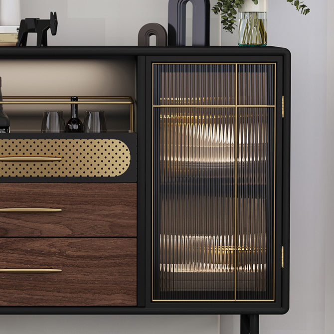 Mesa de buffet contemporánea Buffet de madera de imitación con iluminación para la cocina