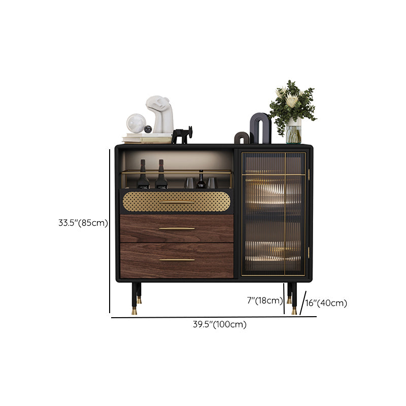 Mesa de buffet contemporánea Buffet de madera de imitación con iluminación para la cocina