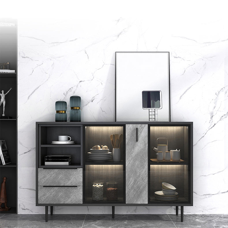 Sideboardteboard contemporaneo Sideboard in legno finto con illuminazione per cucina