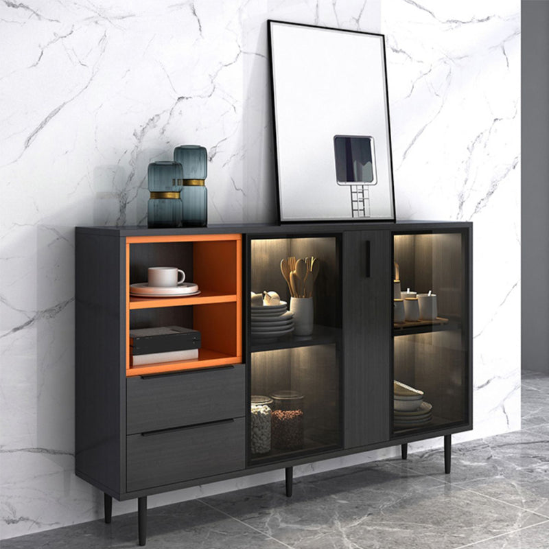 Sideboardteboard contemporaneo Sideboard in legno finto con illuminazione per cucina