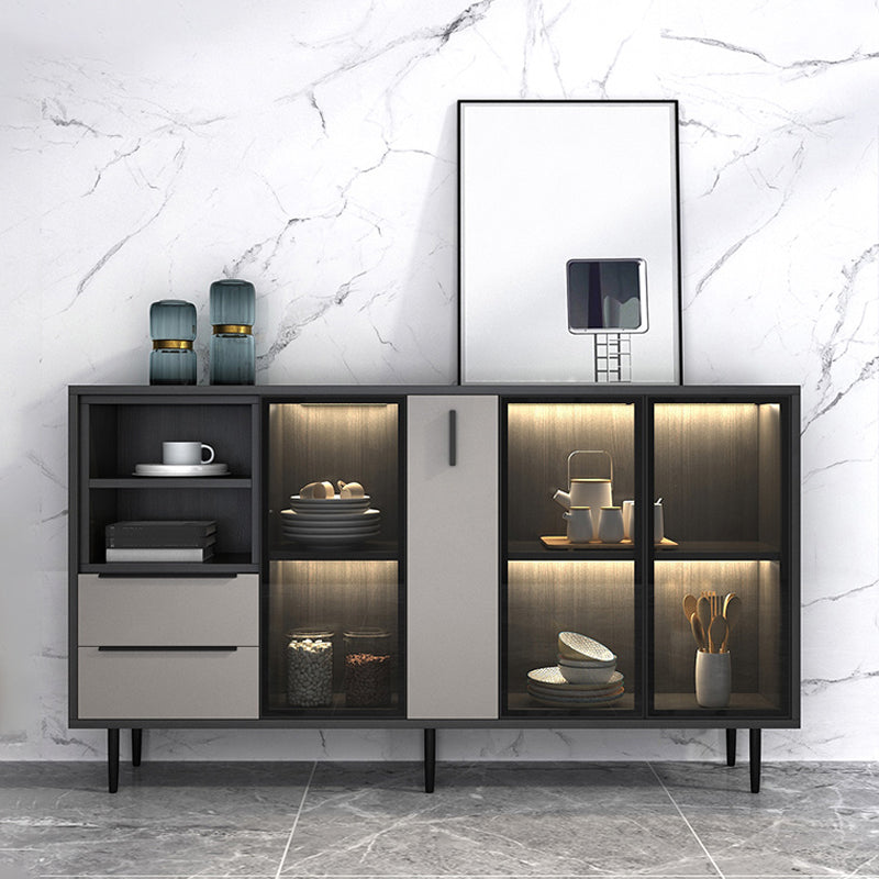 Sideboardteboard contemporaneo Sideboard in legno finto con illuminazione per cucina