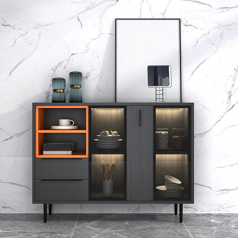 Sideboardteboard contemporaneo Sideboard in legno finto con illuminazione per cucina