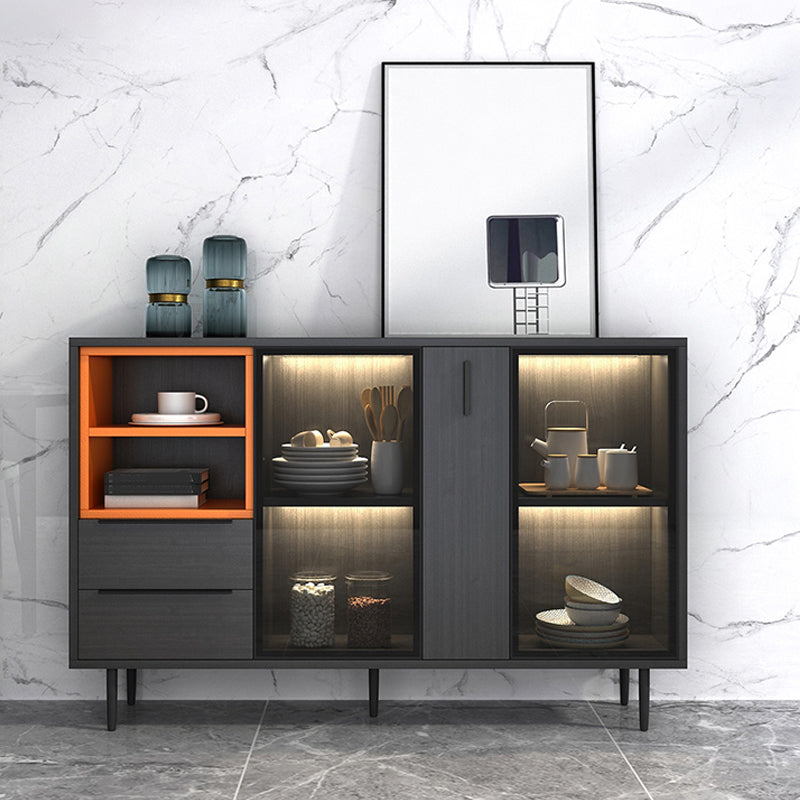 Sideboardteboard contemporaneo Sideboard in legno finto con illuminazione per cucina