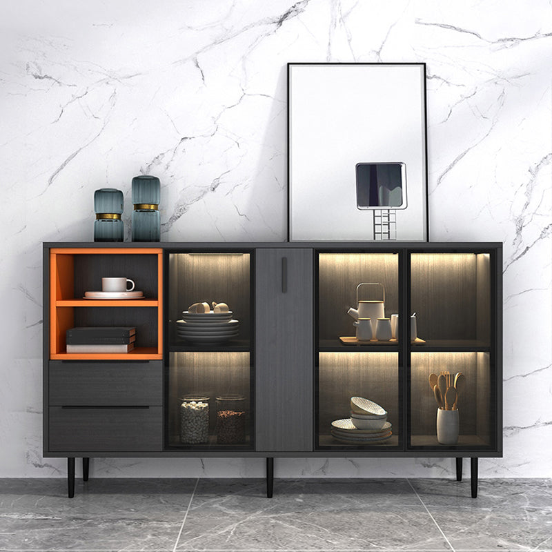 Sideboardteboard contemporaneo Sideboard in legno finto con illuminazione per cucina