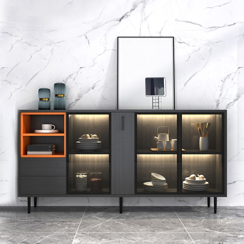 Sideboardteboard contemporaneo Sideboard in legno finto con illuminazione per cucina