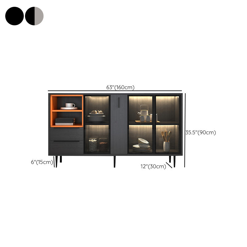 Sideboardteboard contemporaneo Sideboard in legno finto con illuminazione per cucina