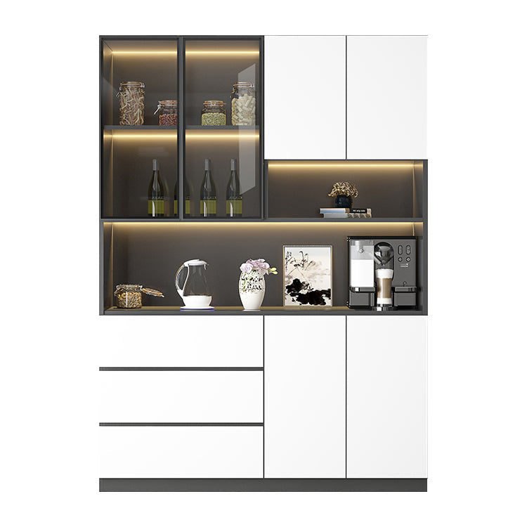 Modern Sideboard Cabinet Faux Wood Sideboard with Doors for Kitchen 63"L x 16"W x 87"H Black-White Clearhalo 'buffet_sideboard' 'Buffets & Sideboards' 'furn' 'furn_buffet_sideboard' 'Furniture' 'Kitchen & Dining Furniture' 7449249