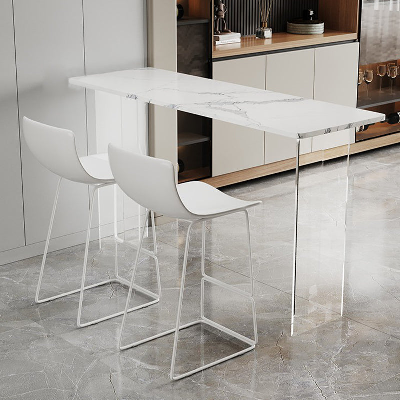 Rectangle Bar Pub Table Set 3 Pcs Stone Top Bar Table and Metal Frame Stools Table & Chair(s) 3 Piece Set Clearhalo 'Bar Furniture' 'furn' 'furn_home_bar_bar_sets' 'Furniture' 'Home Bars & Bar Sets' 'home_bar_bar_sets' 'Kitchen & Dining Furniture' 7449285