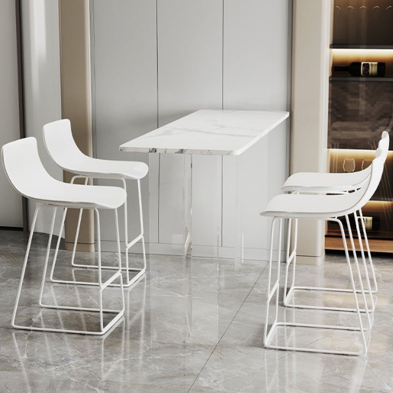 Rectangle Bar Pub Table Set 3 Pcs Stone Top Bar Table and Metal Frame Stools Clearhalo 'Bar Furniture' 'furn' 'furn_home_bar_bar_sets' 'Furniture' 'Home Bars & Bar Sets' 'home_bar_bar_sets' 'Kitchen & Dining Furniture' 7449286