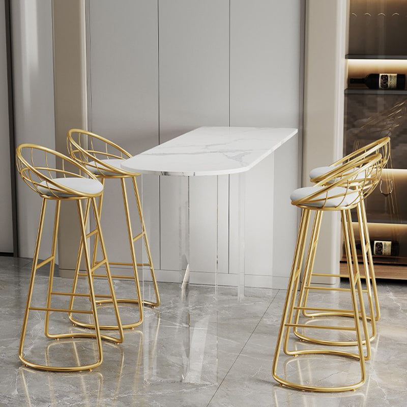 Rectangle Bar Pub Table Set 3 Pcs Stone Top Bar Table and Metal Frame Stools Clearhalo 'Bar Furniture' 'furn' 'furn_home_bar_bar_sets' 'Furniture' 'Home Bars & Bar Sets' 'home_bar_bar_sets' 'Kitchen & Dining Furniture' 7449287