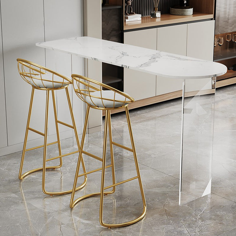 Rectangle Bar Pub Table Set 3 Pcs Stone Top Bar Table and Metal Frame Stools Clearhalo 'Bar Furniture' 'furn' 'furn_home_bar_bar_sets' 'Furniture' 'Home Bars & Bar Sets' 'home_bar_bar_sets' 'Kitchen & Dining Furniture' 7449288