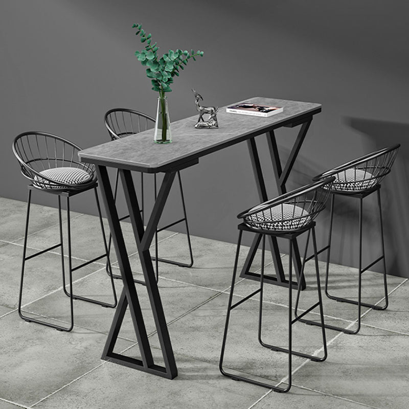 Bartisch-Set aus Stein im modernen Stil, 1/2/5-teilig, rechteckiges Pub-Set für den Innenbereich
