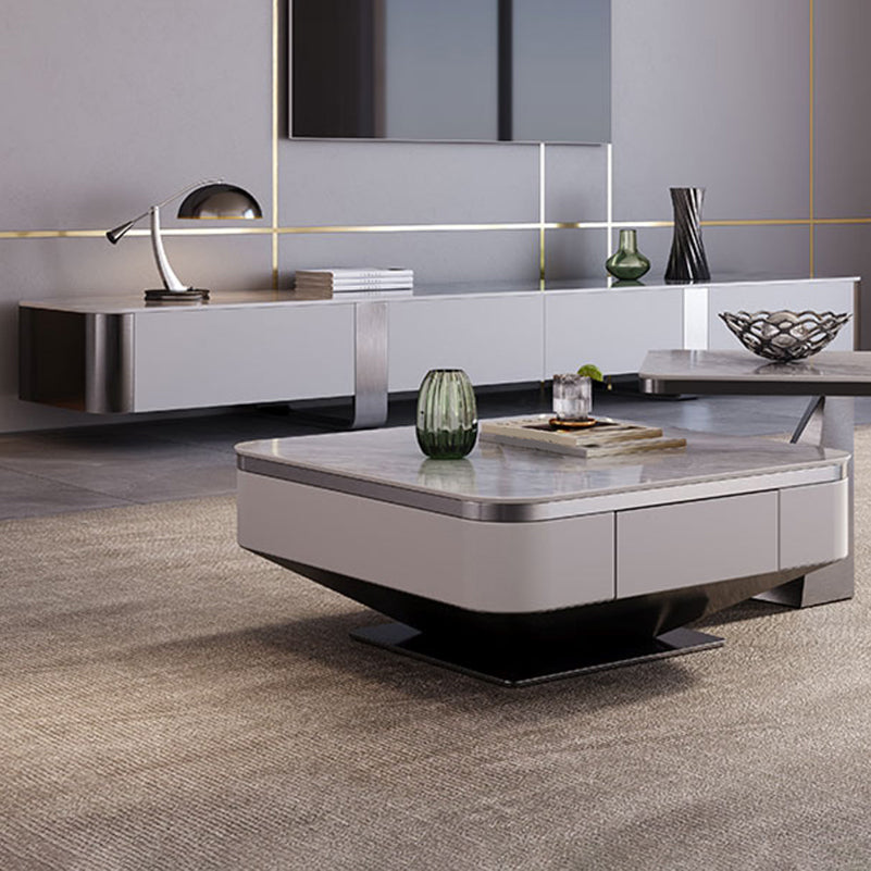 Glam Gray TV Console Enclosed Storage Stone Media Console with Drawers for Home Clearhalo 'furn' 'furn_tv_stands_entertainment_centers' 'Furniture' 'Living Room Furniture' 'TV Stands & Entertainment Centers' 'TV Stands & Media Storage Furniture' 'tv_stands_entertainment_centers' 7449496