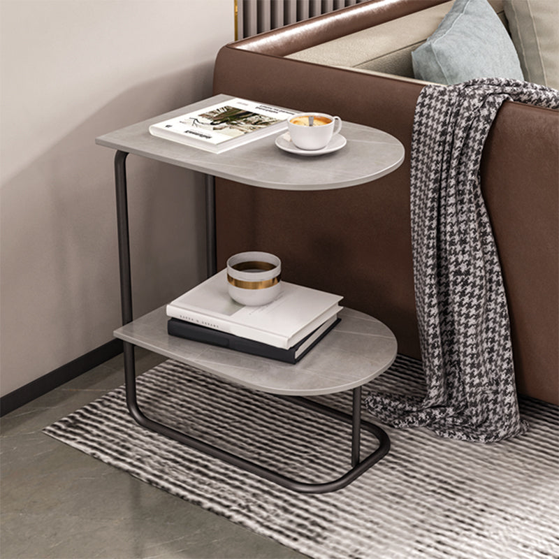 Classic Glam Night Table Open Storage Bedside Cabinet for Bedroom Gray Black 1 Piece Clearhalo 'Bedroom Furniture' 'furn' 'furn_night_stand' 'Furniture' 'night_stand' 'Nightstands' 7449554