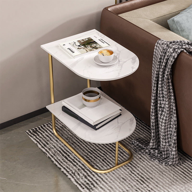 Classic Glam Night Table Open Storage Bedside Cabinet for Bedroom White-Gold 1 Piece Clearhalo 'Bedroom Furniture' 'furn' 'furn_night_stand' 'Furniture' 'night_stand' 'Nightstands' 7449555
