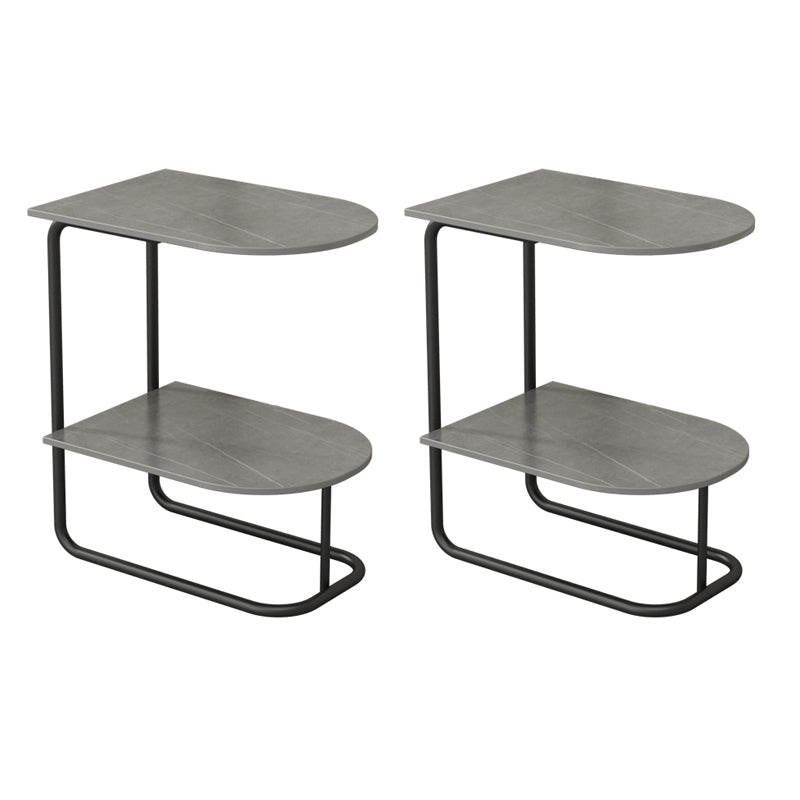 Classic Glam Night Table Open Storage Bedside Cabinet for Bedroom Gray Black 2 Piece Set Clearhalo 'Bedroom Furniture' 'furn' 'furn_night_stand' 'Furniture' 'night_stand' 'Nightstands' 7449556