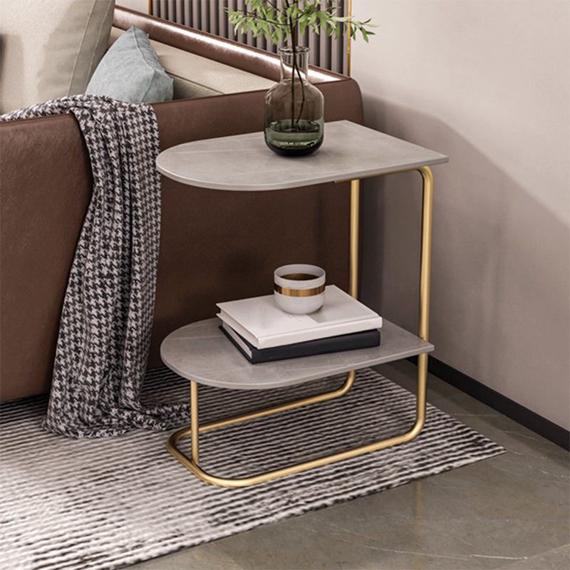 Classic Glam Night Table Open Storage Bedside Cabinet for Bedroom Grey-Gold 1 Piece Clearhalo 'Bedroom Furniture' 'furn' 'furn_night_stand' 'Furniture' 'night_stand' 'Nightstands' 7449557