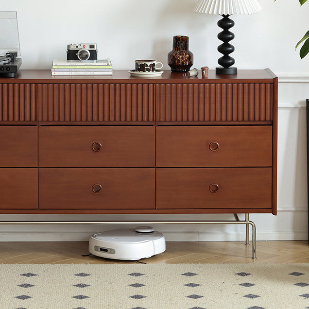 Cofre de almacenamiento de almacenamiento marrón tocador de cofre de almacenamiento de madera con cajones