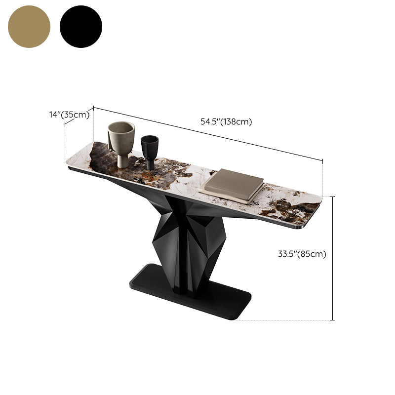 Rectangle Shape Contemporary Console Table Gold/Black Stone Sofa Table for Hall