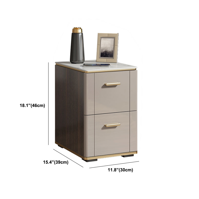 グラムナイトスタンドストーンアクセントテーブルナイトスタンド2つの引き出しが付いています
