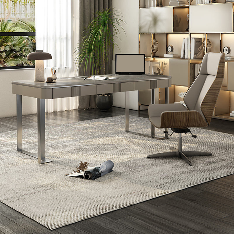 Rechthoek Stone Top Office Desk Modern Style Gray Writing Desk voor kantoor
