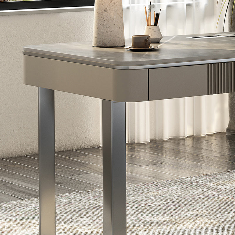 Rechthoek Stone Top Office Desk Modern Style Gray Writing Desk voor kantoor
