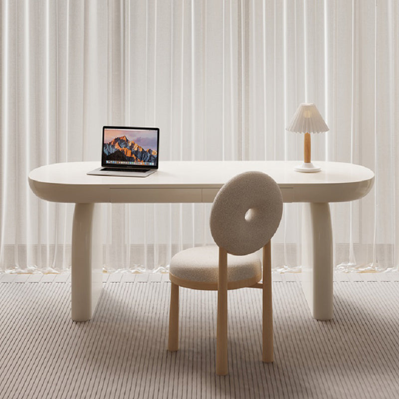 Bureau d'écriture en bois d'ingénierie de style industriel Bureau de bureau incurvé avec 2 tiroirs