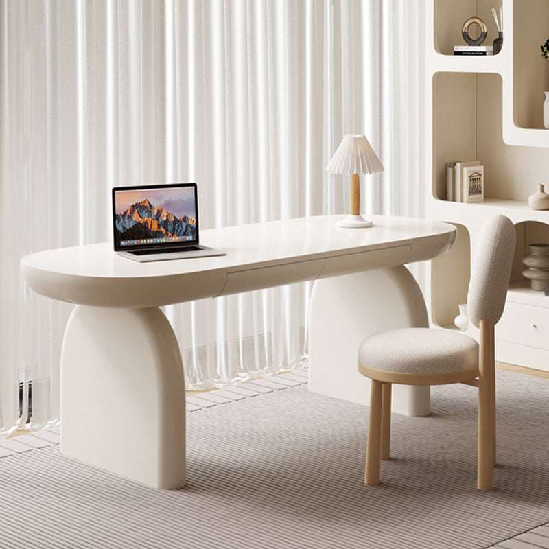 Bureau d'écriture en bois d'ingénierie de style industriel Bureau de bureau incurvé avec 2 tiroirs