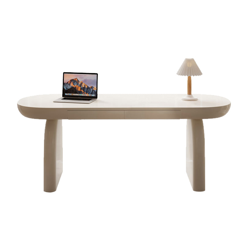 Bureau d'écriture en bois d'ingénierie de style industriel Bureau de bureau incurvé avec 2 tiroirs