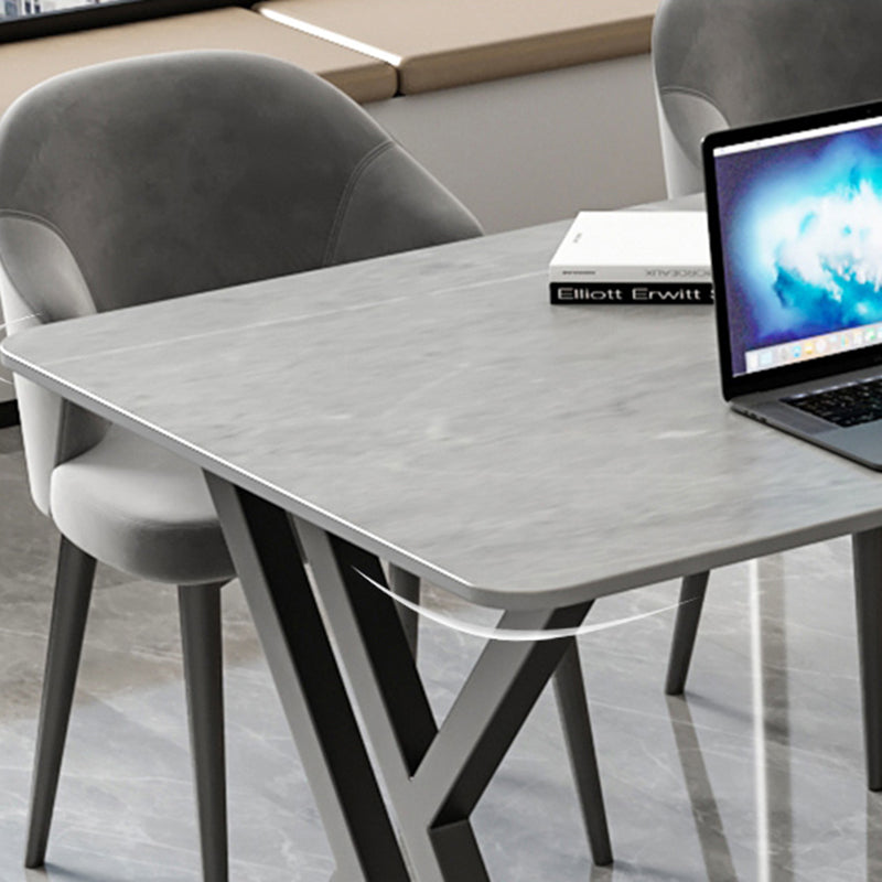 Rectangle Stone Office Desk Modern Style Grey Writing Desk for Office Clearhalo 'furn' 'furn_office_desk' 'Furniture' 'Office Desks' 'Office Furniture' 'office_desk' 7449839