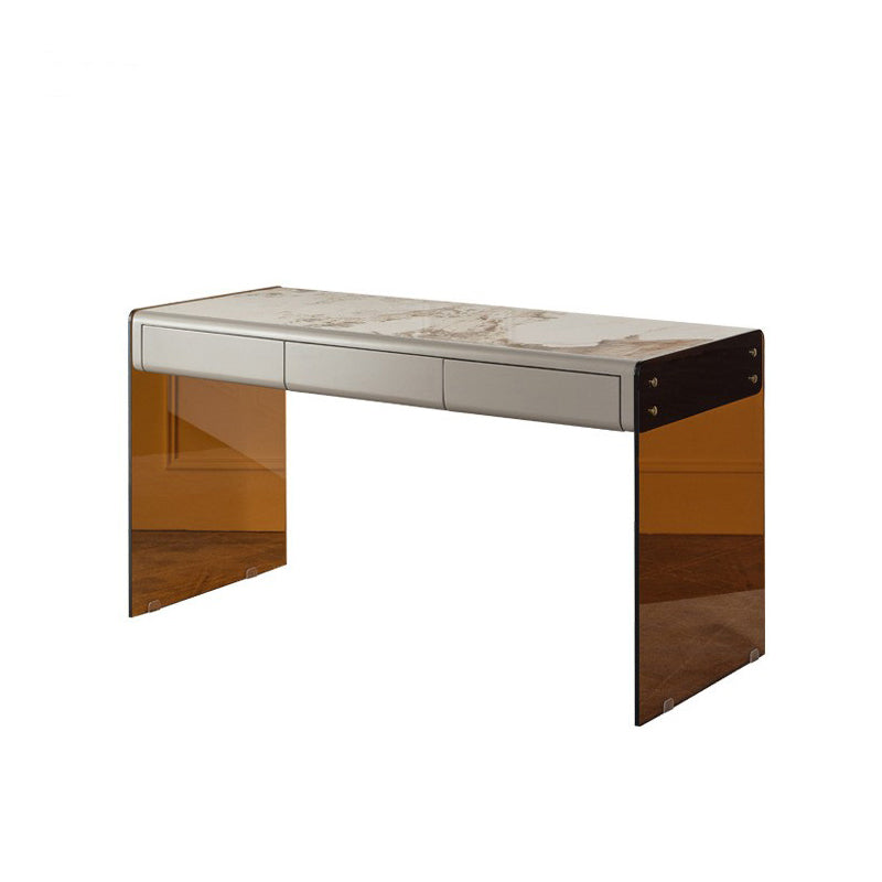 Hedendaagse stijl Stone Office Desk rechthoekige vorm Taakbureau met 2 poten