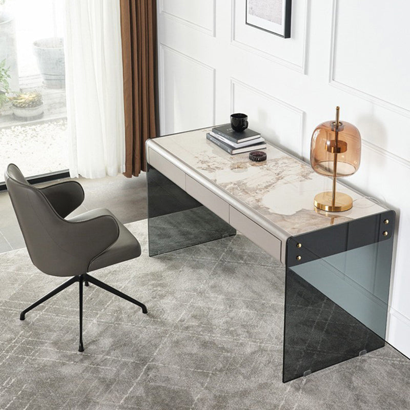 Hedendaagse stijl Stone Office Desk rechthoekige vorm Taakbureau met 2 poten