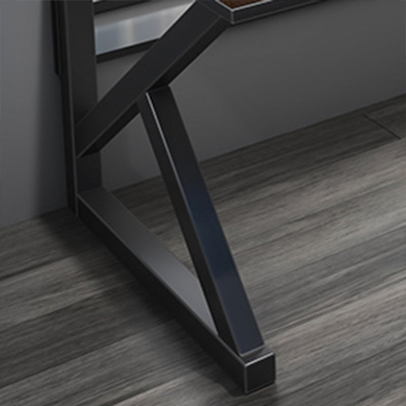 Table d'ordinateur de forme rectangulaire Bureau d'écriture en bois massif en marron