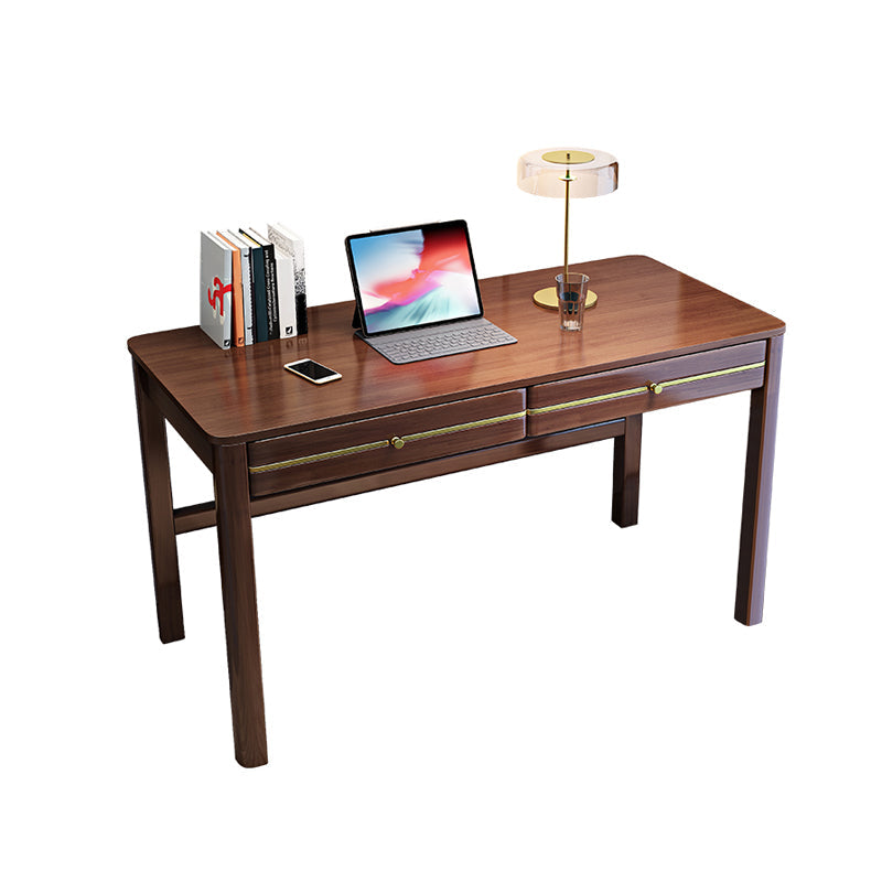 Scrivania per computer in legno in gomma in stile glam parsons bancario home office con cassetti