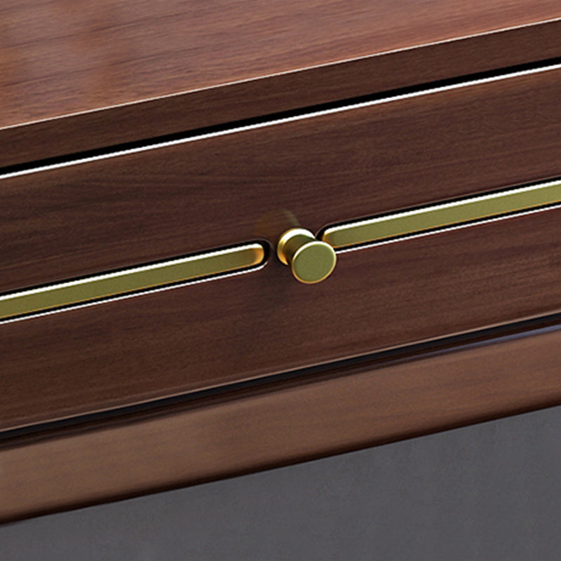 Scrivania per computer in legno in gomma in stile glam parsons bancario home office con cassetti