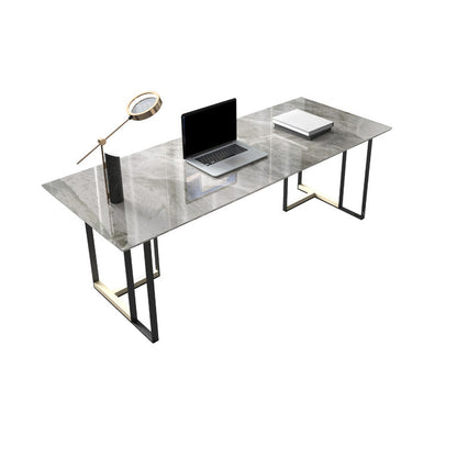 Rectangle Stone Top Office Desk escritura industrial con base de metal para la oficina