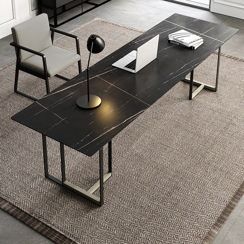 Rectangle Stone Top Office Desk escritura industrial con base de metal para la oficina