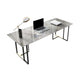 Rectangle Stone Top Office Desk escritura industrial con base de metal para la oficina