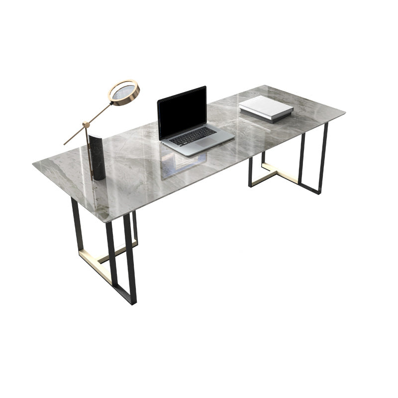 Rectangle Stone Top Office Desk escritura industrial con base de metal para la oficina