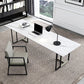 Rectangle Stone Top Office Desk escritura industrial con base de metal para la oficina