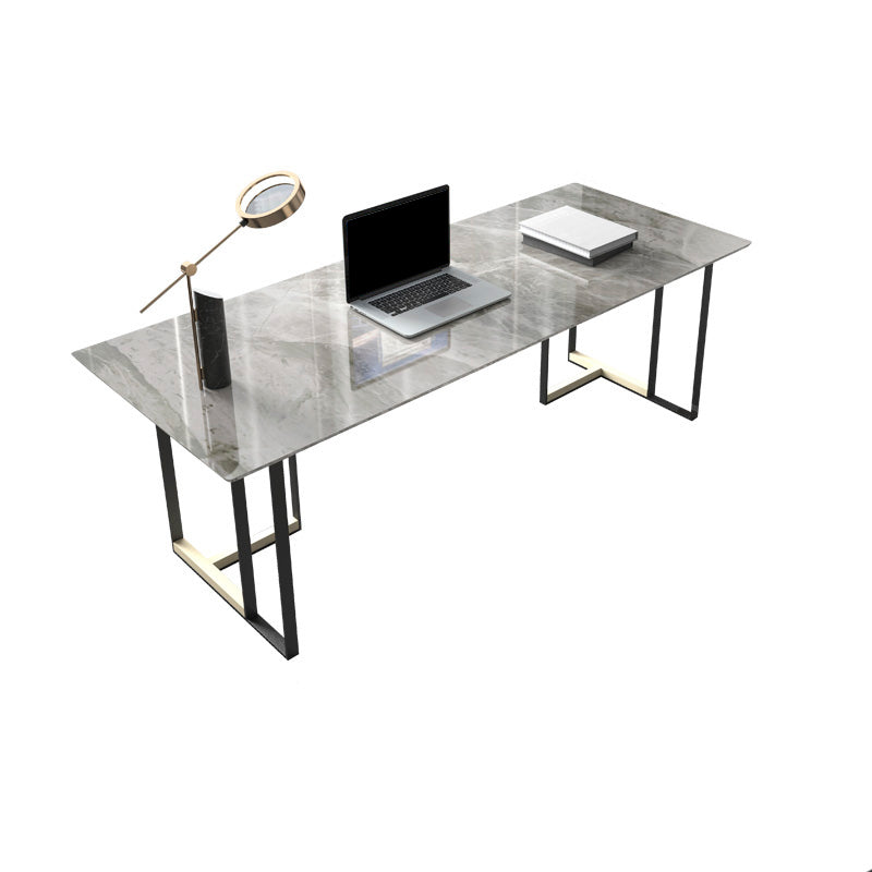 Rectangle Stone Top Office Desk escritura industrial con base de metal para la oficina