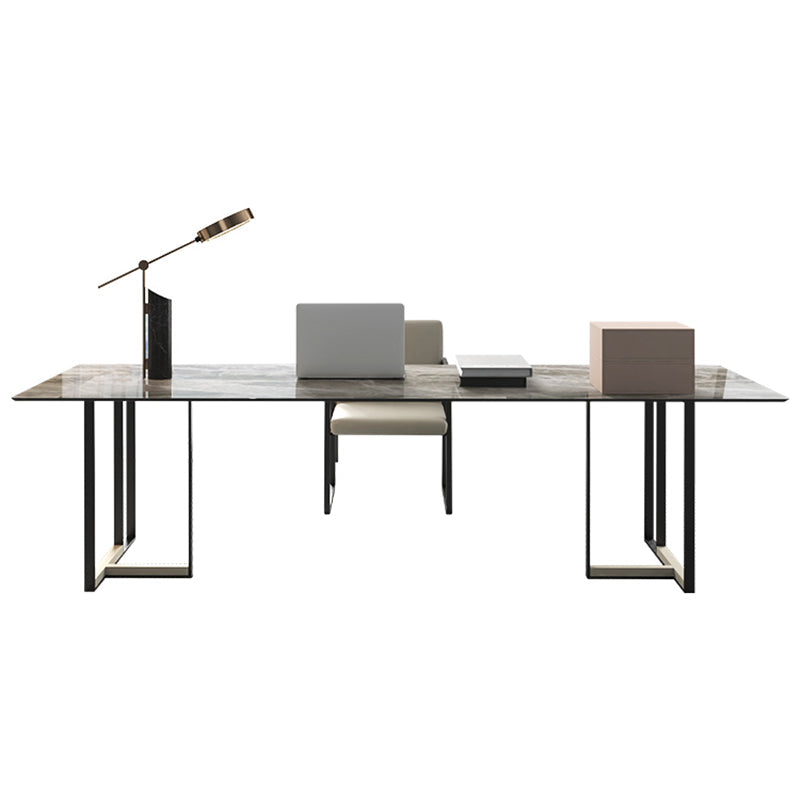 Rectangle Stone Top Office Desk escritura industrial con base de metal para la oficina