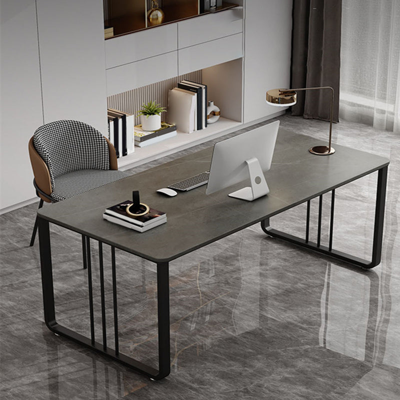Modern Style Stone Top Office Desk Rectangle Writing Desk for Office 47.2"L x 23.6"W x 29.5"H Gray Clearhalo 'furn' 'furn_office_desk' 'Furniture' 'Office Desks' 'Office Furniture' 'office_desk' 7450194