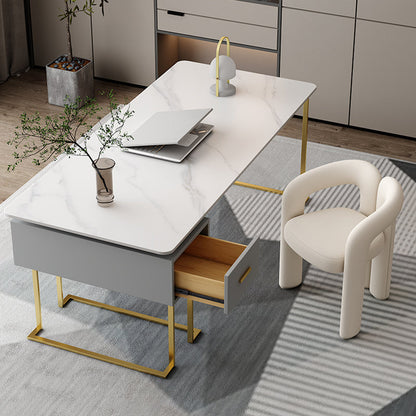 Rectangle Fintered Stone Top Office bureau de style moderne