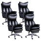 Modern Leather Armless Office Chair No Distressing Ergonomic Desk Chair with Wheels Black 4 Piece Set Clearhalo 'furn' 'furn_office_chair' 'Furniture' 'Office Chairs' 'Office Furniture' 'office_chair' 7450631