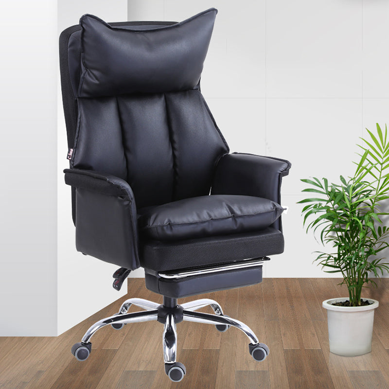 Modern Leather Armless Office Chair No Distressing Ergonomic Desk Chair with Wheels Clearhalo 'furn' 'furn_office_chair' 'Furniture' 'Office Chairs' 'Office Furniture' 'office_chair' 7450632